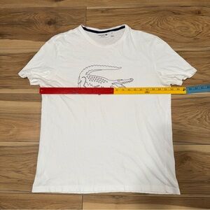 Lacoste Pre Shrunk M White Short Sleeve Tee Big Croc Print Preppy *Stained asis